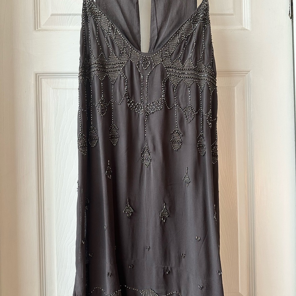 Elegant Brown Beaded Shirt/Dress